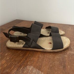 Earthing Harmony Sandals Size 7.5 38 Women's Black Leather Grounding Shoes
